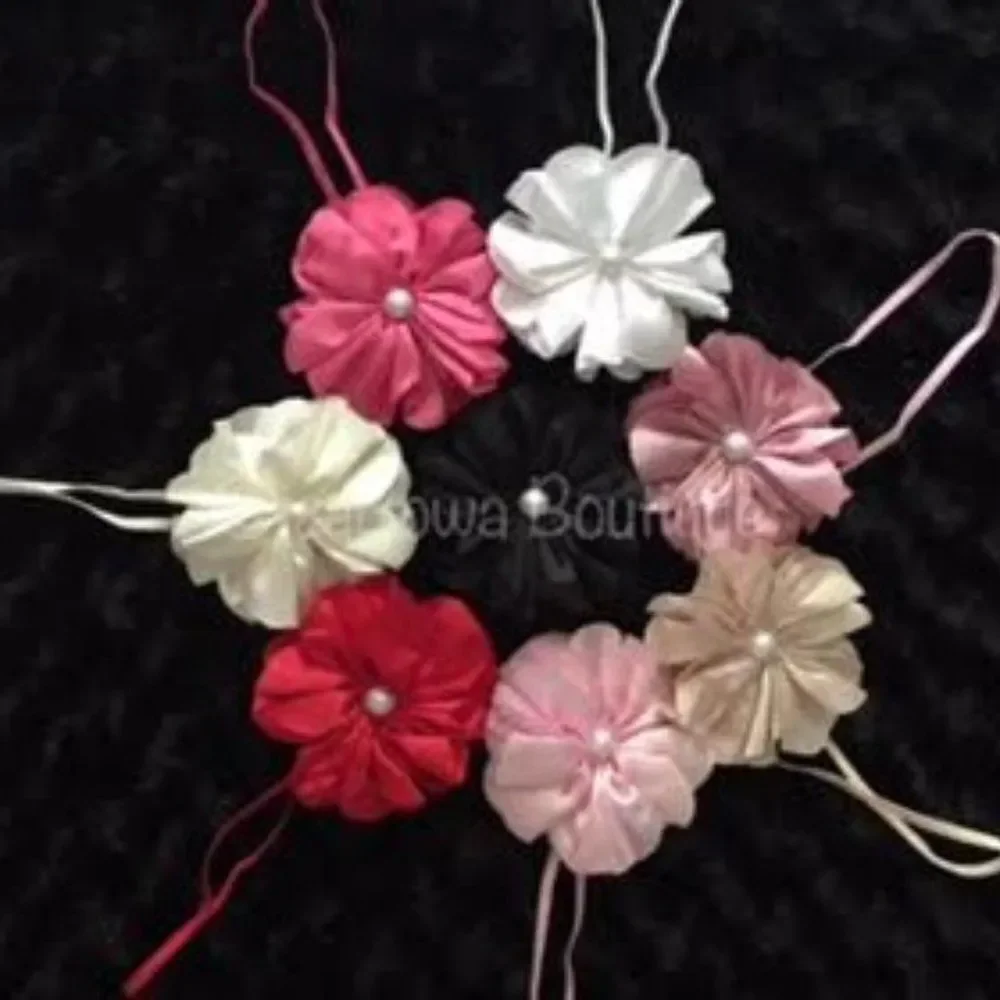 Hot Pink Satin Flower w/ Pearl Center Headband HANDCRAFTER NWT boutique SPHB3